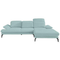 WOHNLANDSCHAFT inkl.Funktionen Mintgrün Webstoff Rücken echt, Armteilverstellung, Kopfteilverstellung, Sitztiefenverstellung  - Schwarz/Mintgrün, Design, Textil/Metall (289/180cm) - Stylife