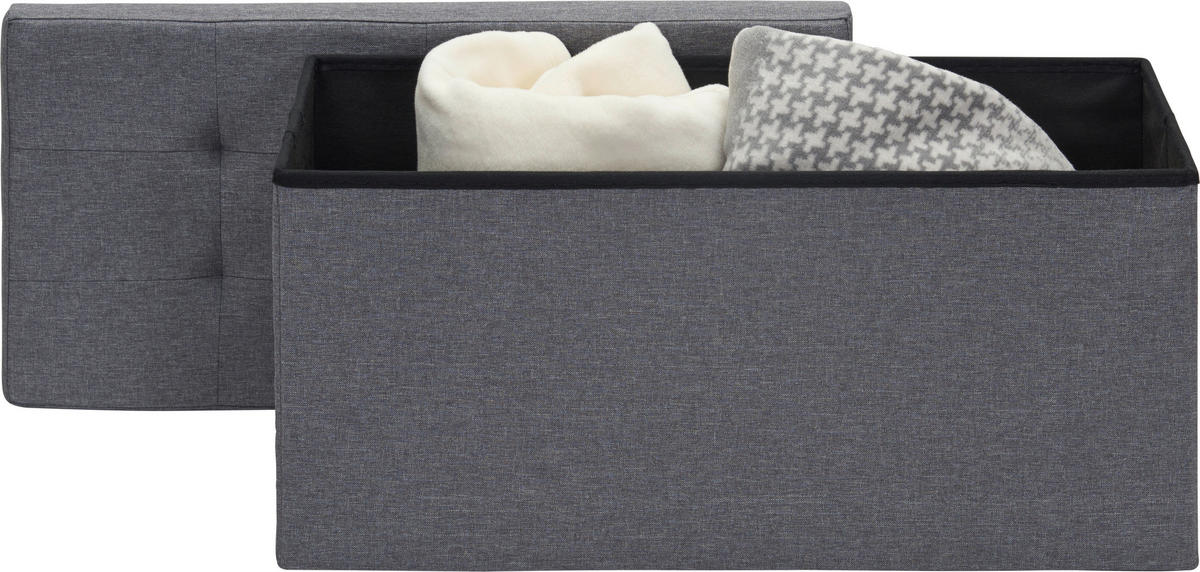 TABURET, SPAȚIU DE DEPOZITARE in  - antracit, Design, textil/material pe bază de lemn (76/38/38cm) - Carryhome