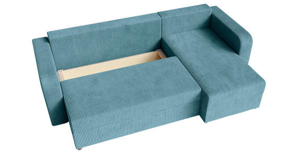 ECKSOFA  in Cord Türkis  - Türkis/Schwarz, KONVENTIONELL, Kunststoff/Textil (238/144cm) - Carryhome