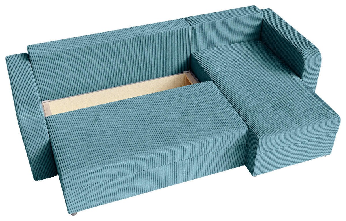 ECKSOFA Türkis Cord  - Türkis/Schwarz, KONVENTIONELL, Kunststoff/Textil (140/240cm) - Carryhome