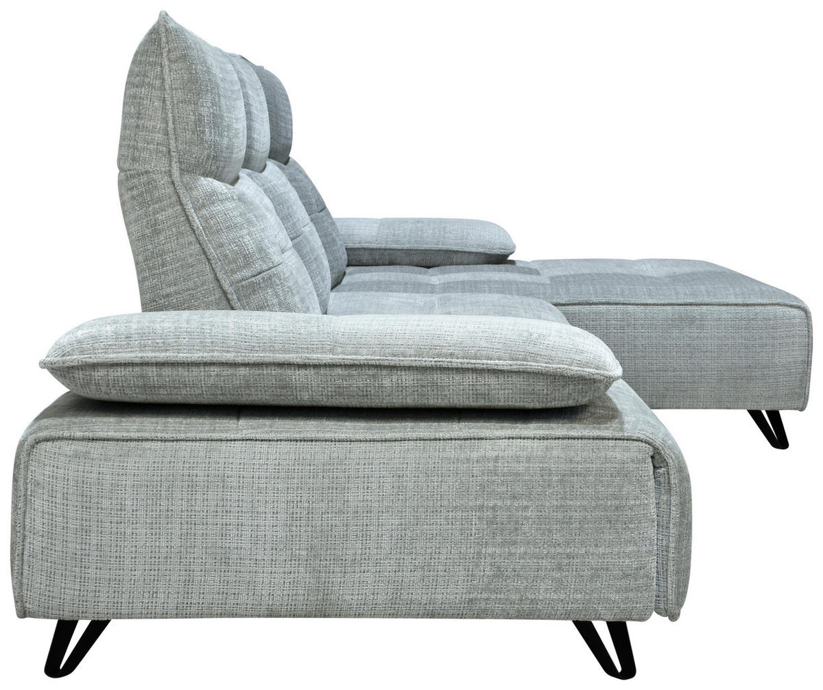 ECKSOFA Hellgrau Chenille  - Hellgrau/Schwarz, Design, Kunststoff/Textil (314/162cm) - Livetastic