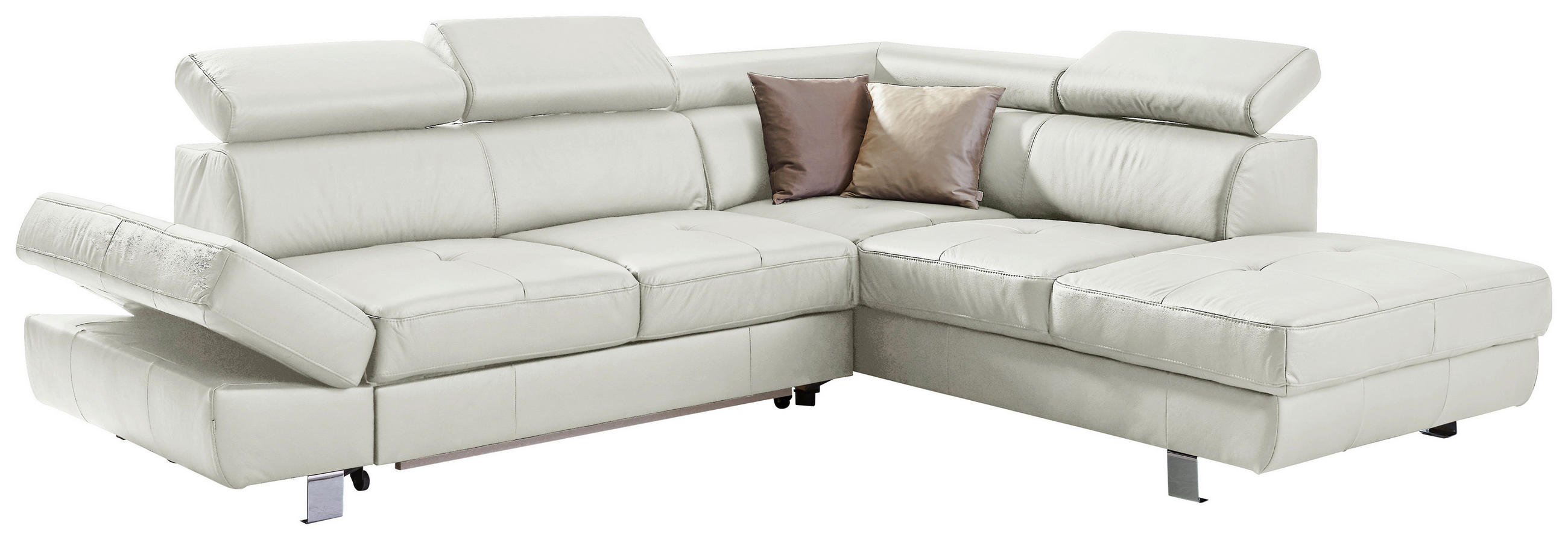 ECKSOFA in Lederlook Kombination Echtleder/Lederlook Grau  265/212 cm  - Chromfarben/Grau, Design, Leder/Textil (265/212cm) - Stylife