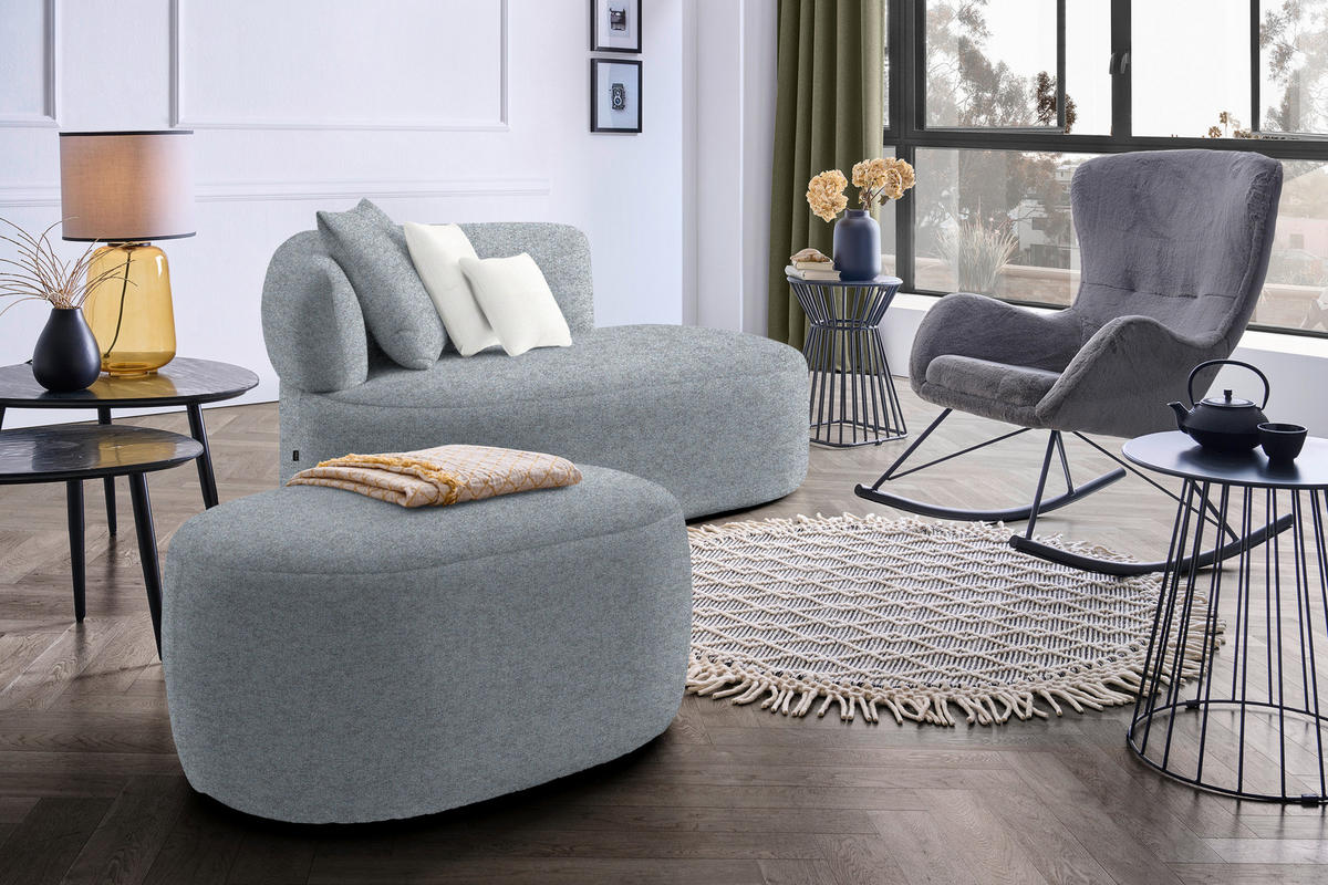 RÉCAMIERE in Chenille Beige, Graubraun  - Beige/Graubraun, MODERN, Kunststoff/Textil (166/86/105cm) - Hom`in