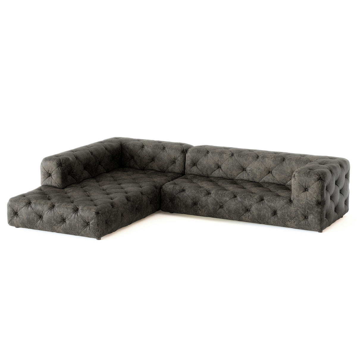 ECKSOFA Lederlook Anthrazit  - Anthrazit/Schwarz, Design, Kunststoff/Textil (228/325cm) - P & B