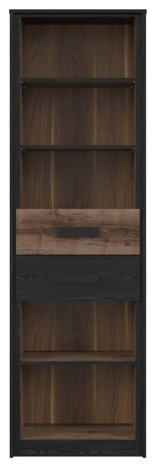 KOMODA VISOKA     crna, boje hrasta  - boje hrasta/crna, Design, drvni materijal (60/195cm)