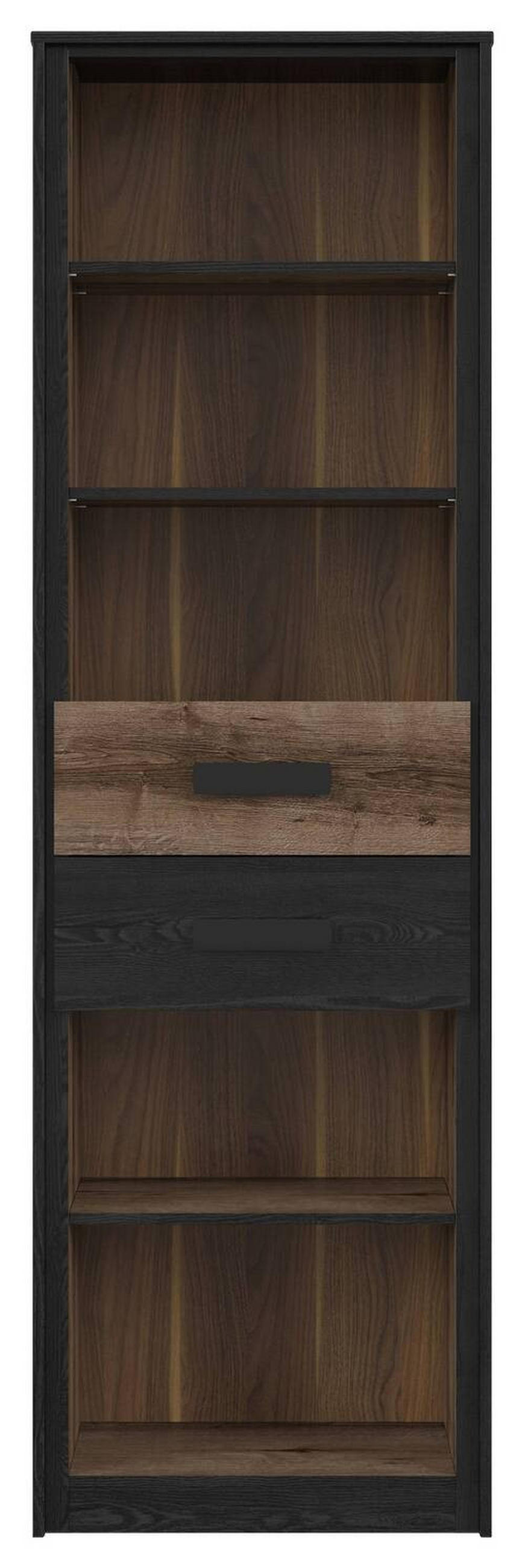 VISOKA KOMODA, črna, barve hrasta  - črna/barve hrasta, Design, leseni material (60/195cm) - Livetastic