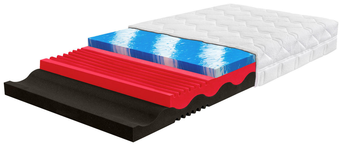 KOMFORTSCHAUMMATRATZE 100/200 cm, Höhe ca.: 20 cm, H1 + H3 = weich + fest,  - Weiß, Basics, Textil (100/200cm) - Xora