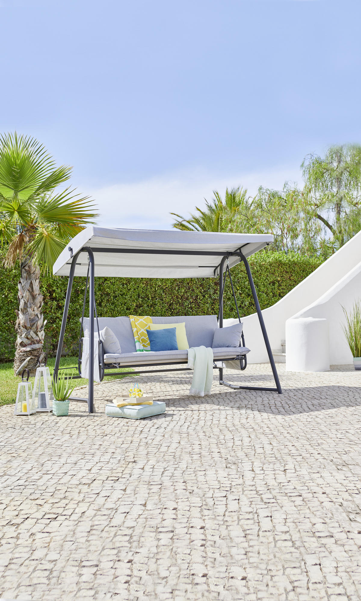 LJULJAČKA VRTNA  metal, plastika   - svijetlo siva/crna, Design, metal/tekstil (248/186/137,50cm) - Ambia Garden