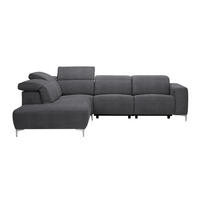 ECKSOFA Dunkelgrau Flachgewebe  - Dunkelgrau, Design, Textil/Metall (238/290cm) - Pure Home Lifestyle
