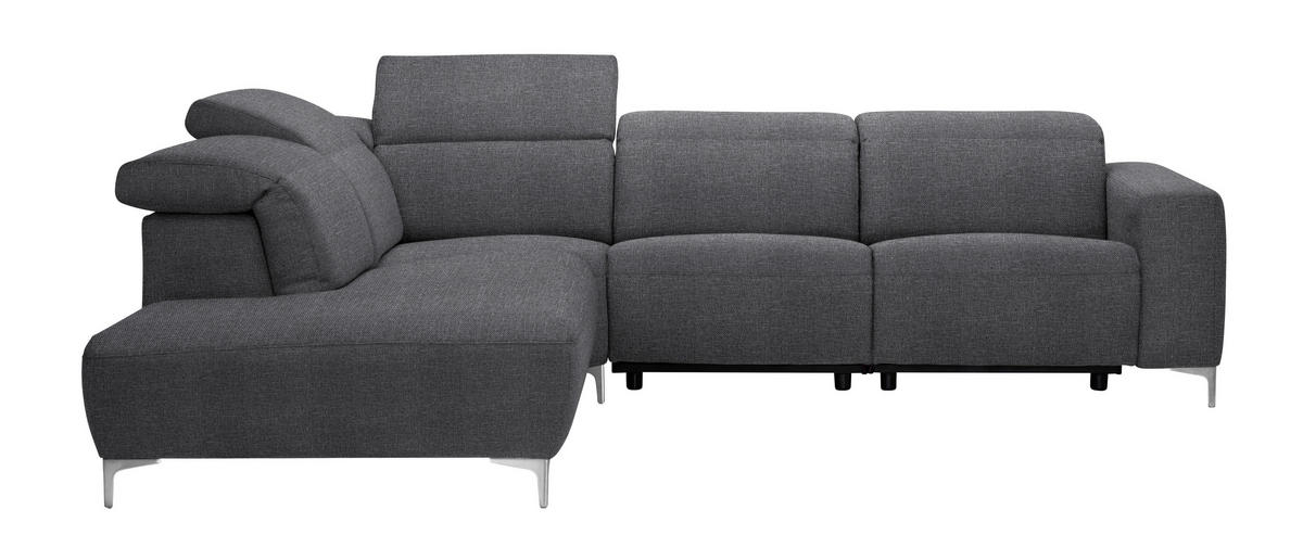ECKSOFA Dunkelgrau Flachgewebe  - Dunkelgrau, Design, Textil/Metall (238/290cm) - Pure Home Lifestyle