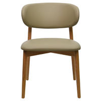 STUHL Echtleder Beigebraun Eiche vollmassiv  - Eichefarben/Beigebraun, MODERN, Leder/Holz (55/80/60cm) - Livetastic