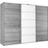 SCHWEBETÜRENSCHRANK 3-türig Eiche massiv Eichefarben, Weiß - Eichefarben/Weiß, Design, Glas/Holz (300/236/67cm) - Linea Natura