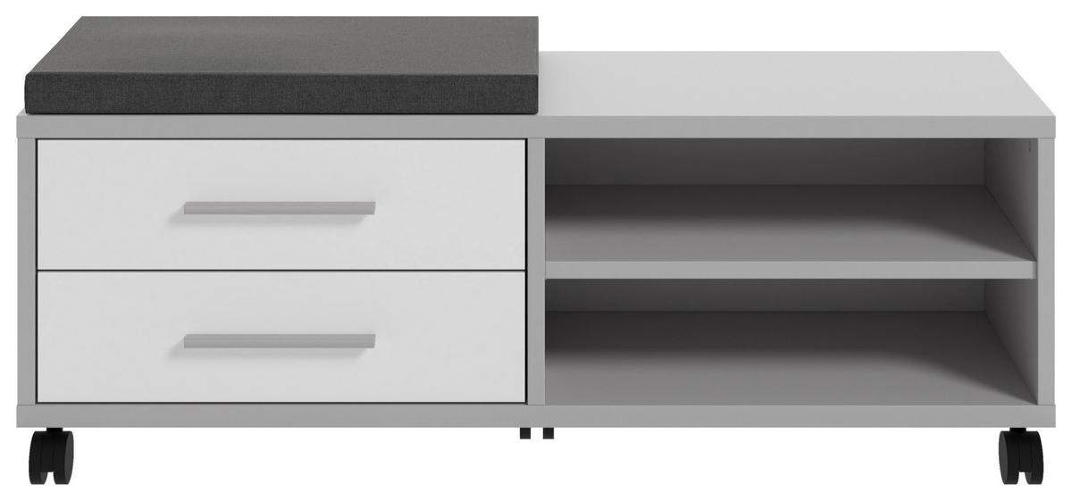 ROLLCONTAINER Weiß, Hellgrau  - Hellgrau/Alufarben, MODERN, Glas/Holzwerkstoff (133/52,3/40cm)