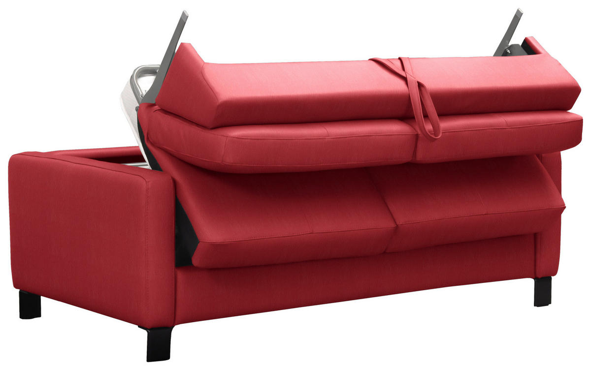 KANAPÉÁGY textil, bőr piros  - fekete/piros, Konventionell, bőr/textil (190/87/100cm) - Celina Home