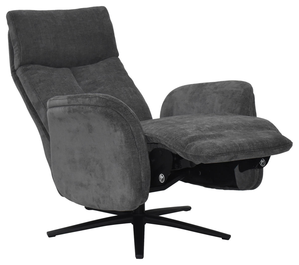 RELAXSESSEL Webstoff    - Graubraun/Schwarz, Design, Holz/Textil (75/109/84/148/84cm) - Livetastic