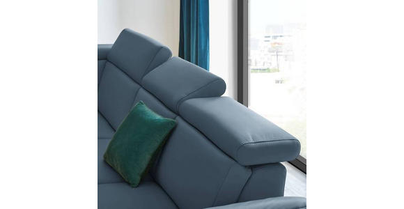 ECKSOFA in Echtleder Blau  - Blau/Schwarz, Design, Leder/Metall (239/289cm) - Cantus