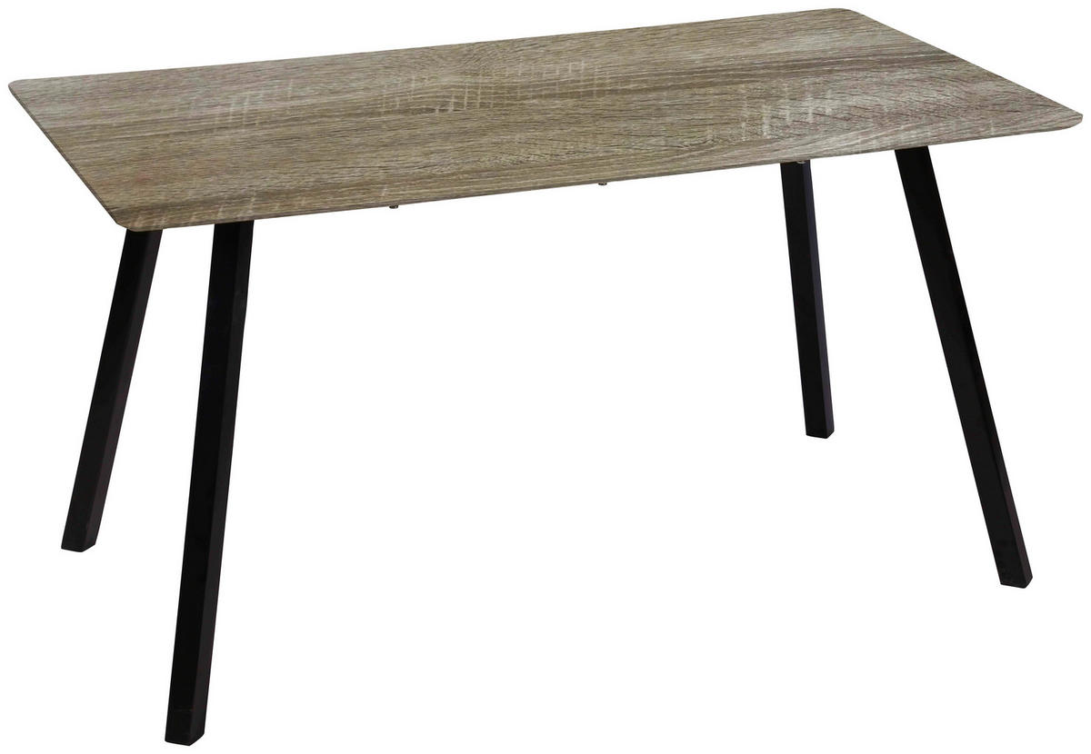 JÍDELNÍ STŮL, černá, barvy dubu, 140/80/75 cm - černá/barvy dubu, Design, kov/kompozitní dřevo (140/80/75cm) - Carryhome