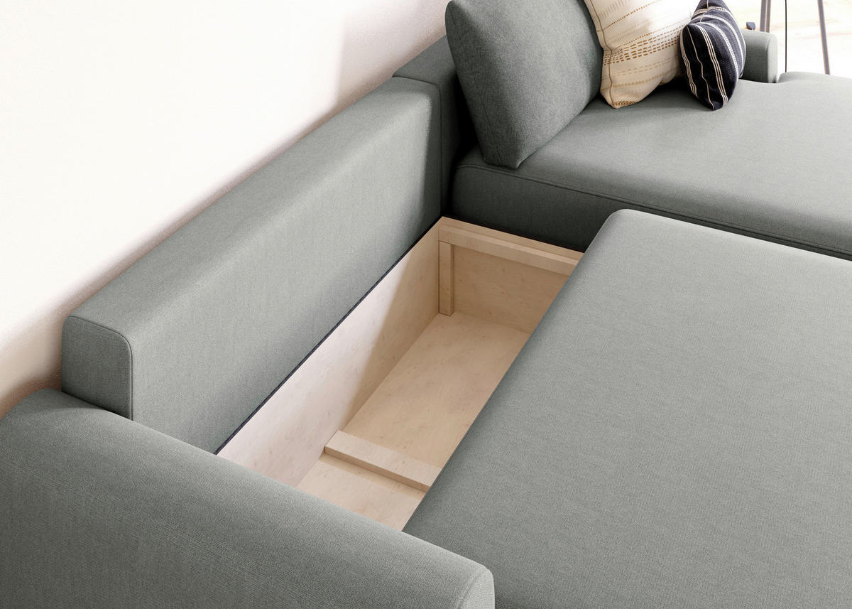 ECKSCHLAFSOFA in Struktur Grau  - Schwarz/Grau, Modern, Kunststoff/Textil (253/167cm) - Trendmanufaktur