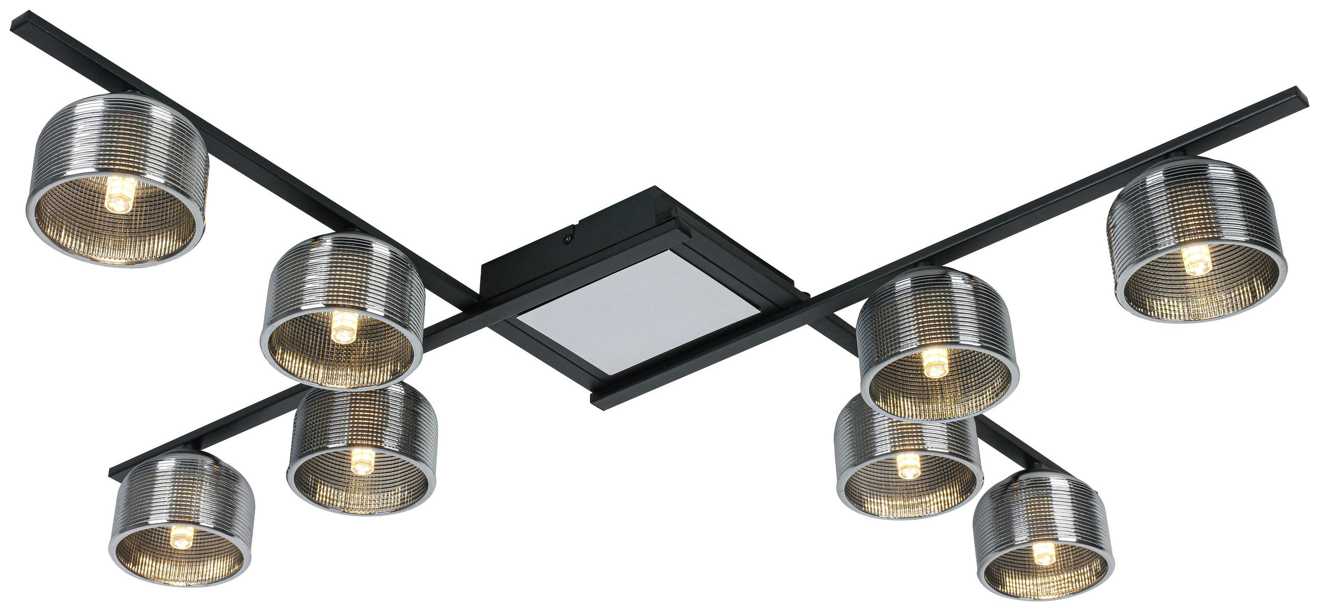 DECKENLEUCHTE    89/89/14 cm  - Chromfarben/Schwarz, Trend, Glas/Kunststoff (89/89/14cm) - Novel