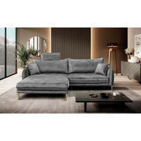 ECKSOFA Grau Velours Bettkasten  - Goldfarben/Grau, Design, Textil/Metall (196/264cm) - P & B