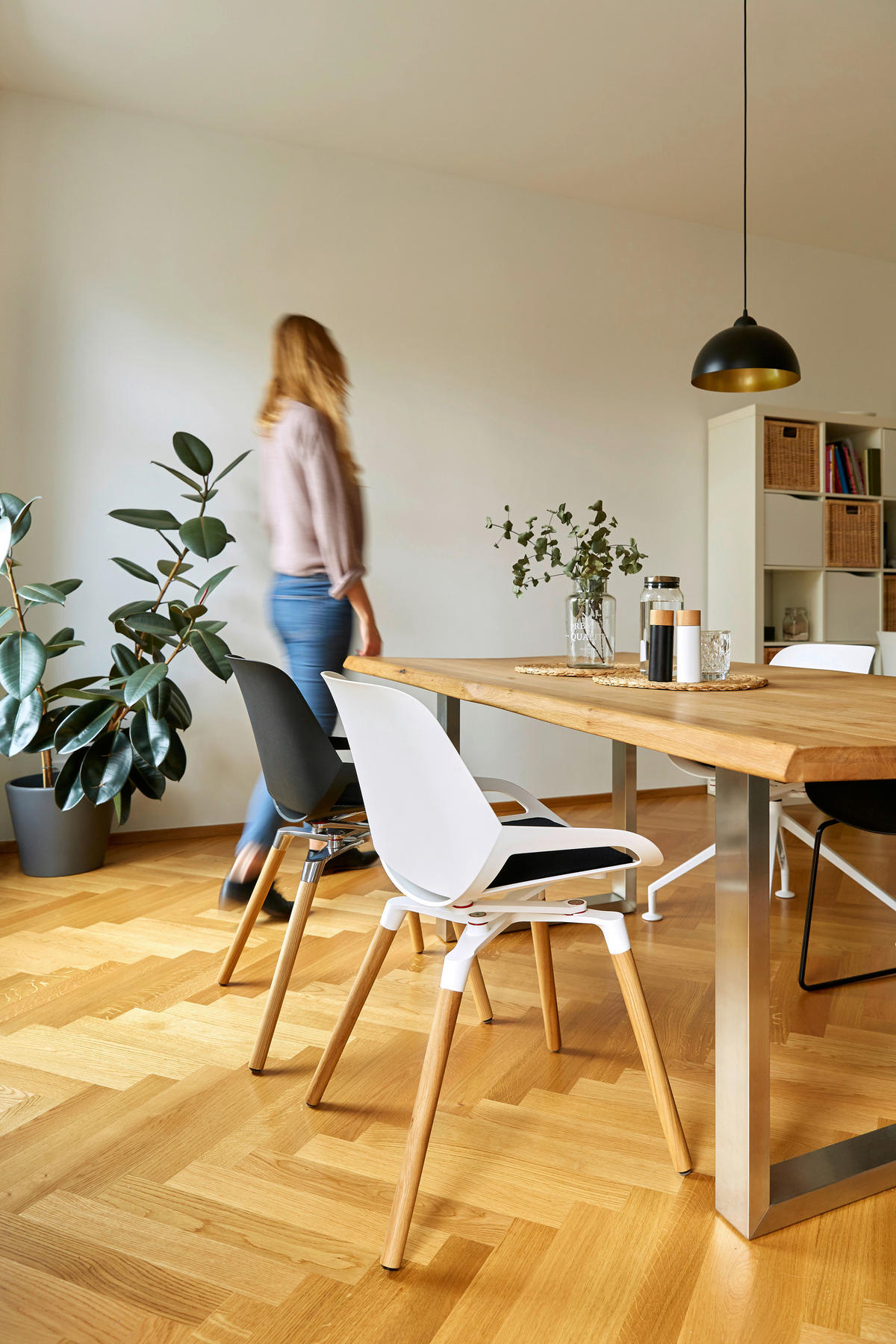 BESUCHERSTUHL  in Weiß, Eichefarben  - Eichefarben/Weiß, Basics, Holz/Kunststoff (50/72/52cm) - Aeris