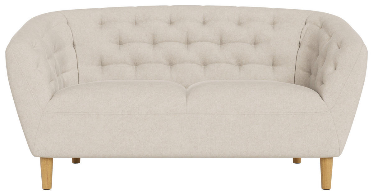 CHESTERFIELD-SOFA Flachgewebe Beige  - Eichefarben/Beige, Trend, Holz/Textil (150/78/84cm) - Ambia Home