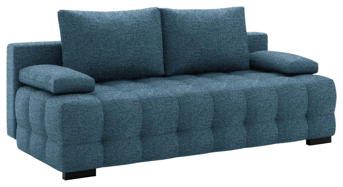 SCHLAFSOFA Struktur Blau  - Blau/Schwarz, KONVENTIONELL, Kunststoff/Textil (209/96/100cm) - Stylife