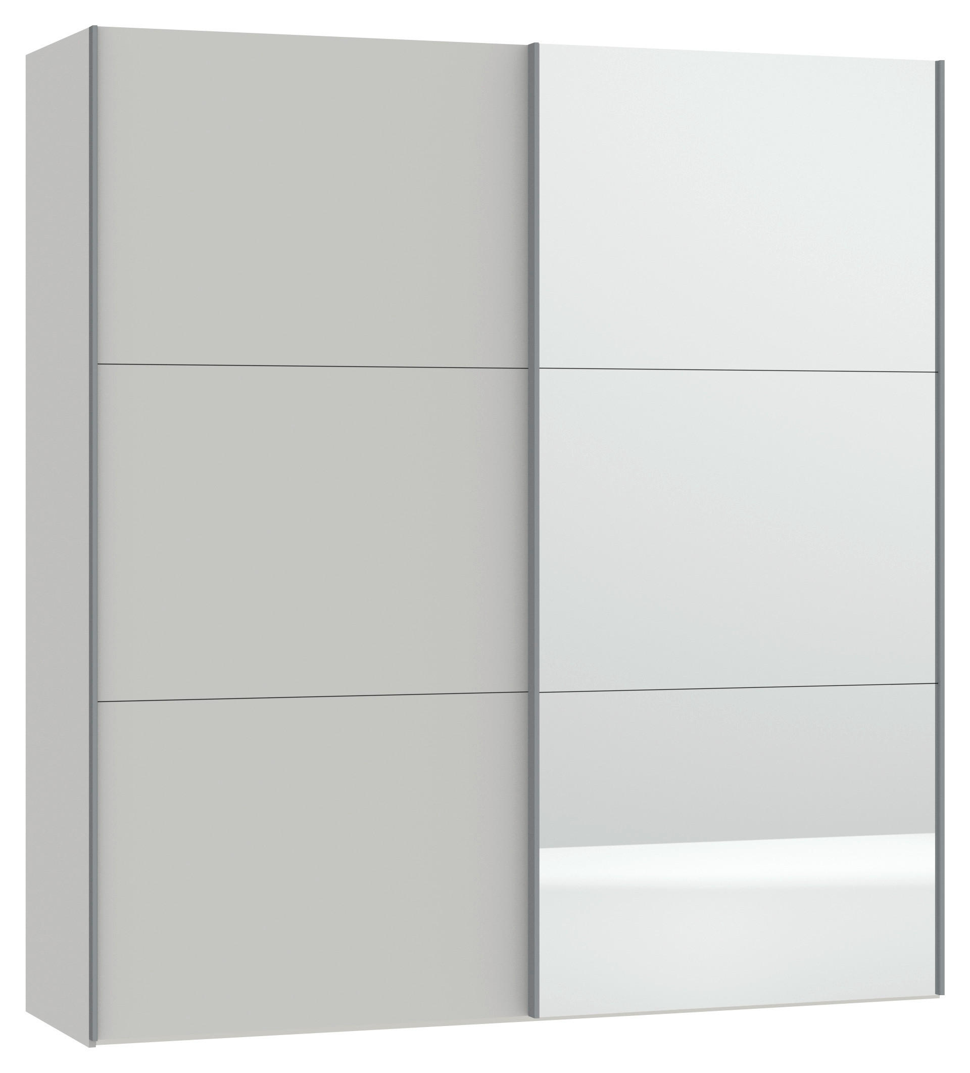 SCHWEBETÜRENSCHRANK 203/220/65 cm 2-türig Hellgrau  - Silberfarben/Hellgrau, Design, Glas/Holzwerkstoff (203/220/65cm) - Jutzler