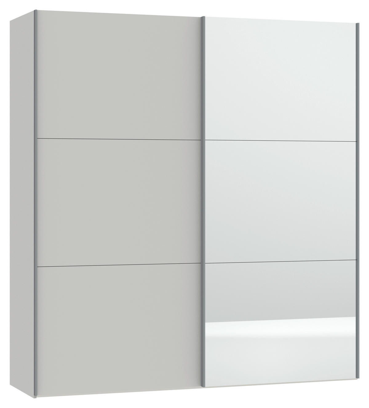 SCHWEBETÜRENSCHRANK  in Hellgrau  - Silberfarben/Hellgrau, Design, Glas/Holzwerkstoff (203/220/65cm) - Jutzler