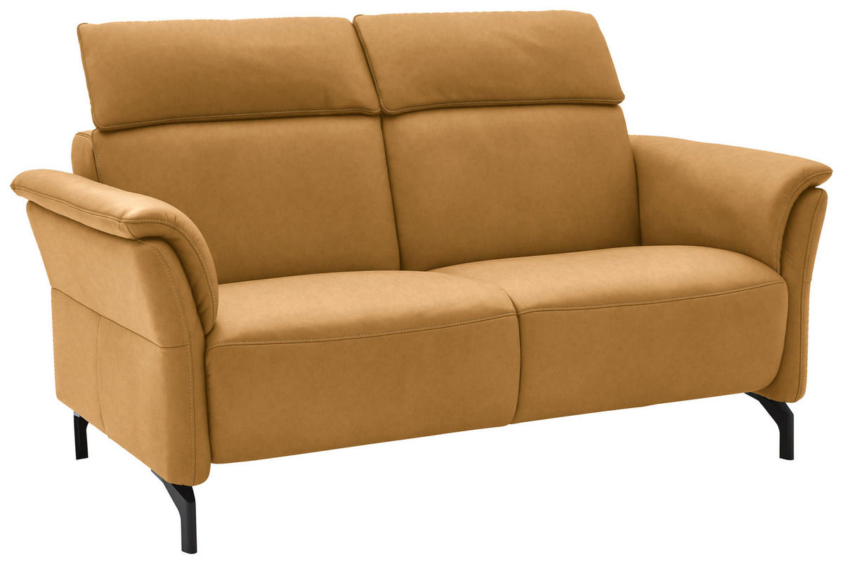 2-SITZER-SOFA in Echtleder Currygelb  - Currygelb/Schwarz, Konventionell, Leder/Metall (178/103/92cm) - Dieter Knoll