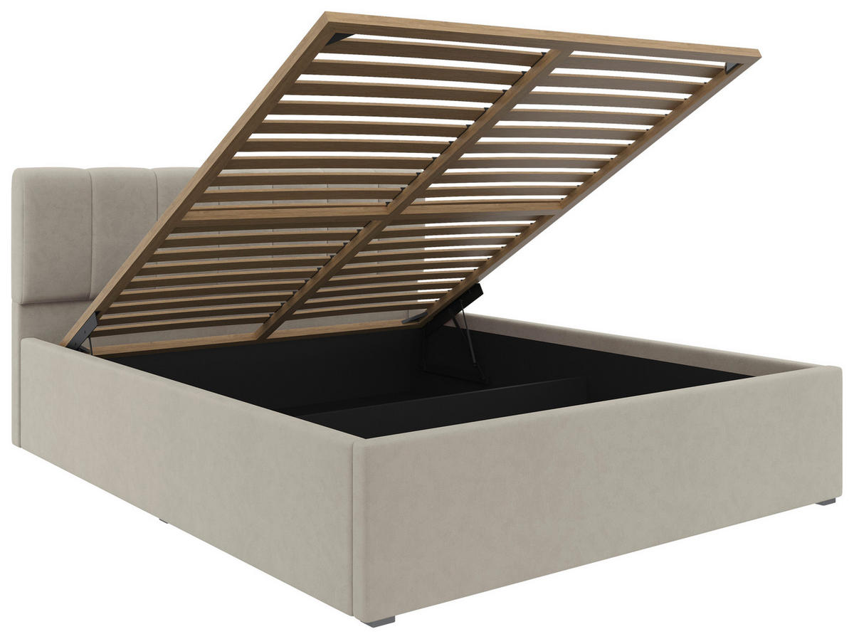POLSTERBETT Lattenrost, Bettkasten Beige 160/200 cm  - Beige/Schwarz, Design, Holz/Kunststoff (160/200cm) - Stylife