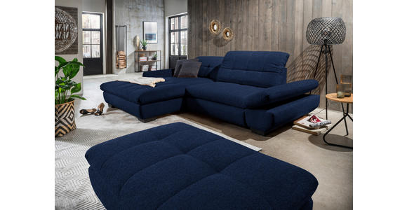 ECKSOFA in Mikrofaser Blau  198/290 cm  - Blau/Schwarz, Design, Textil/Metall (198/290cm) - Xora