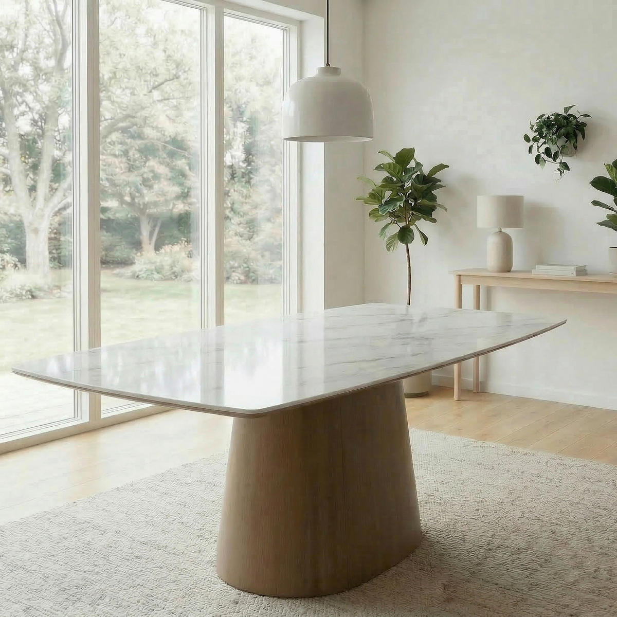 ESSTISCH      - Walnussfarben/Weiß, Design, Stein/Metall (200/90/75cm) - MID.YOU