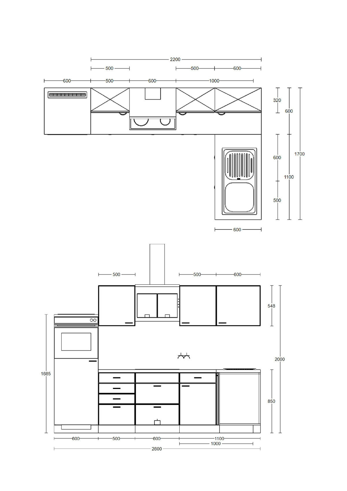 ECKKÜCHE 280/170 cm  in Weiß  - Graubraun/Alufarben, KONVENTIONELL, Holzwerkstoff/Kunststoff (280/170cm) - FlexWell