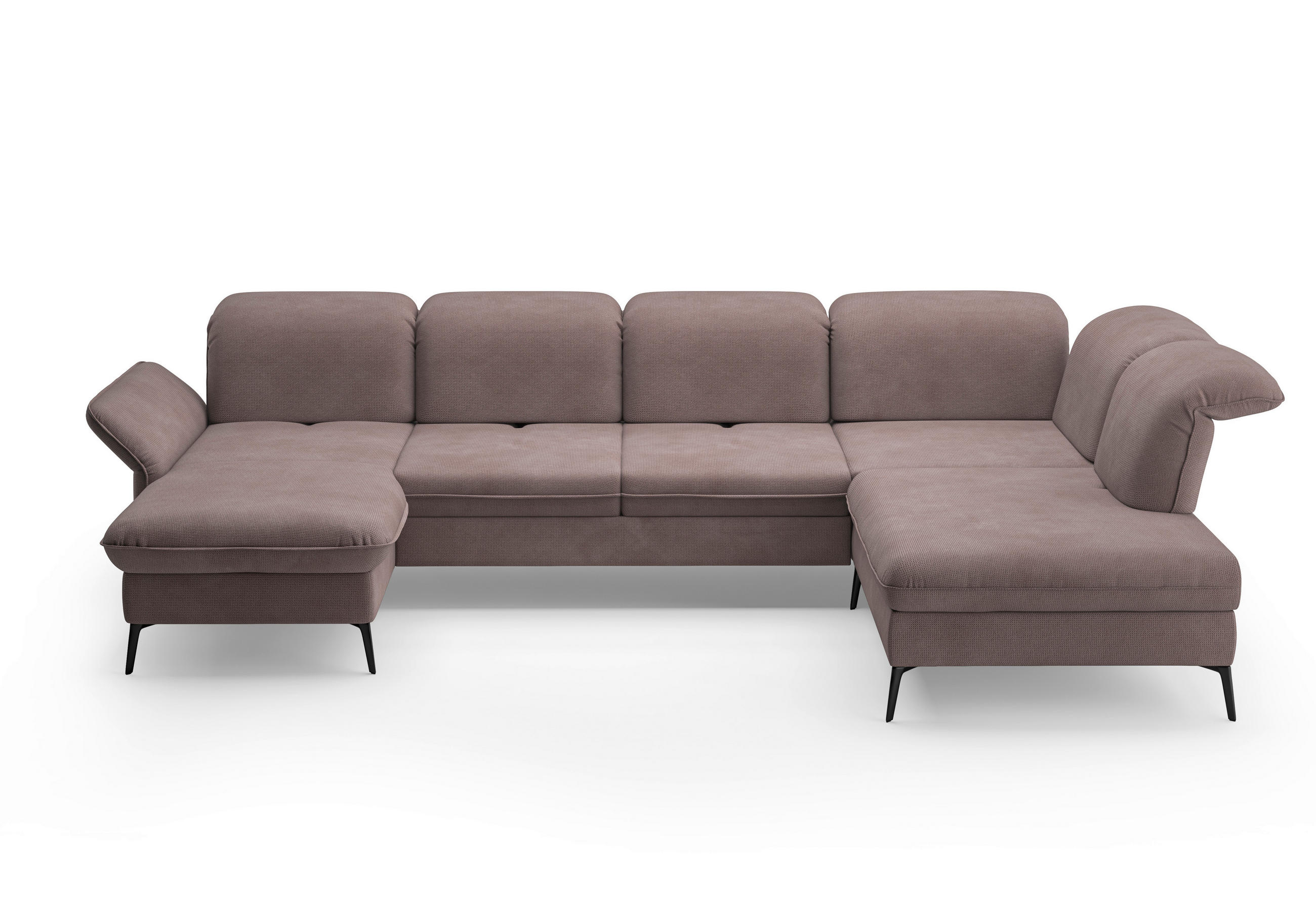 WOHNLANDSCHAFT in Flachgewebe Taupe  - Taupe/Schwarz, KONVENTIONELL, Textil/Metall (198/359/231cm) - Sit & More