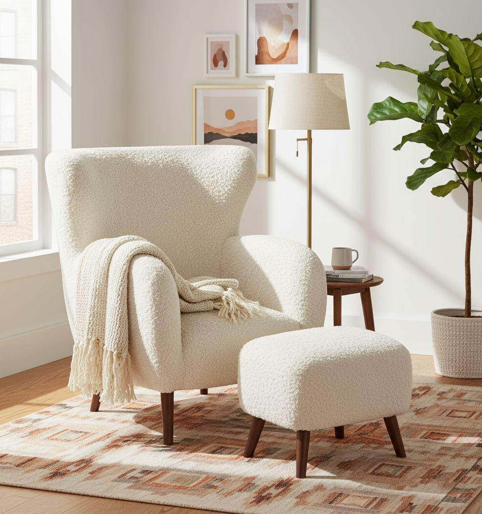 SESSELSET Teddystoff    - Kastanienfarben/Weiß, Design, Holz/Textil (90/98/88cm) - Livetastic