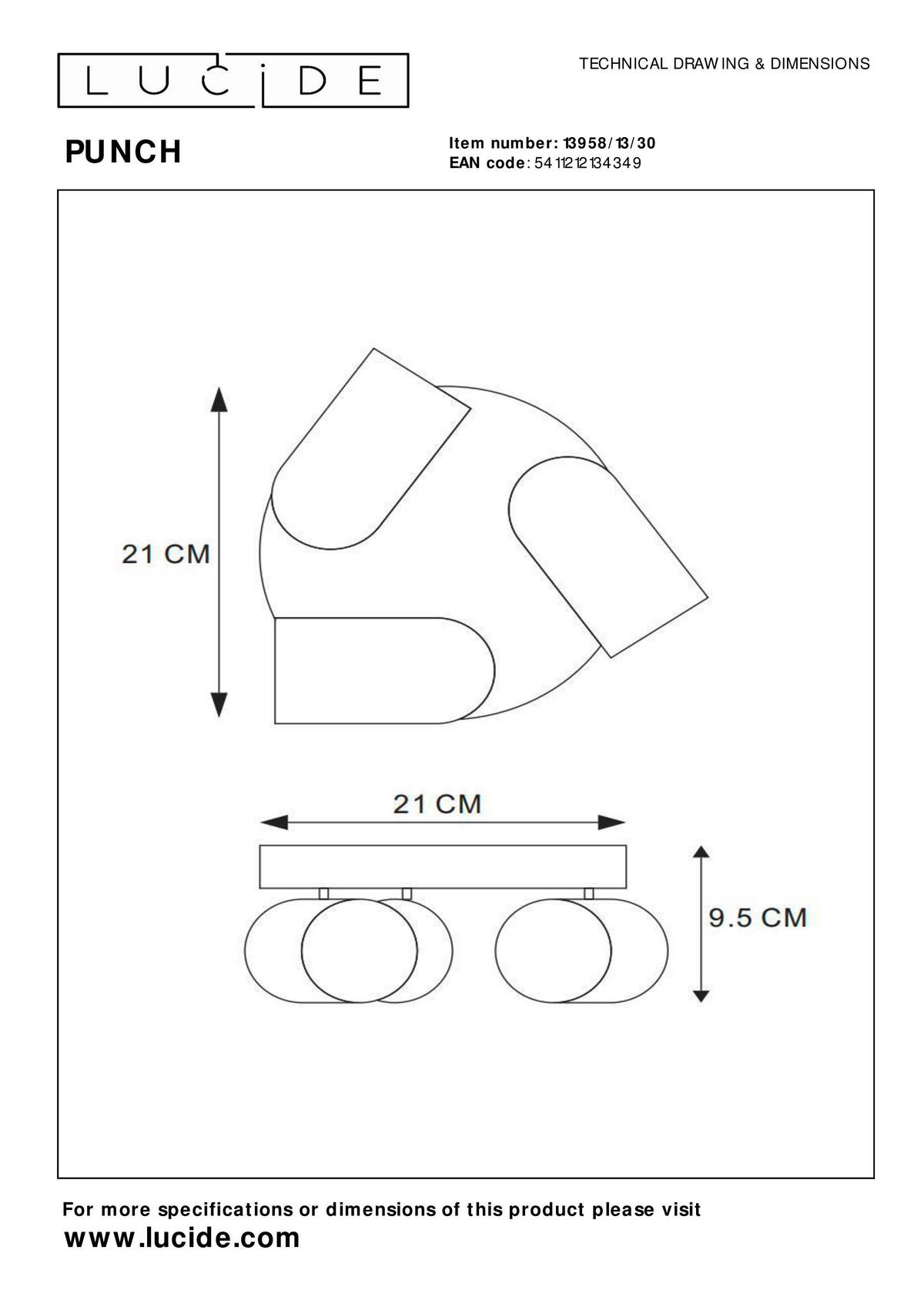 STRAHLER 21/21/10.5 cm   - Schwarz, KONVENTIONELL, Metall (21/21/10.5cm) - Lucide