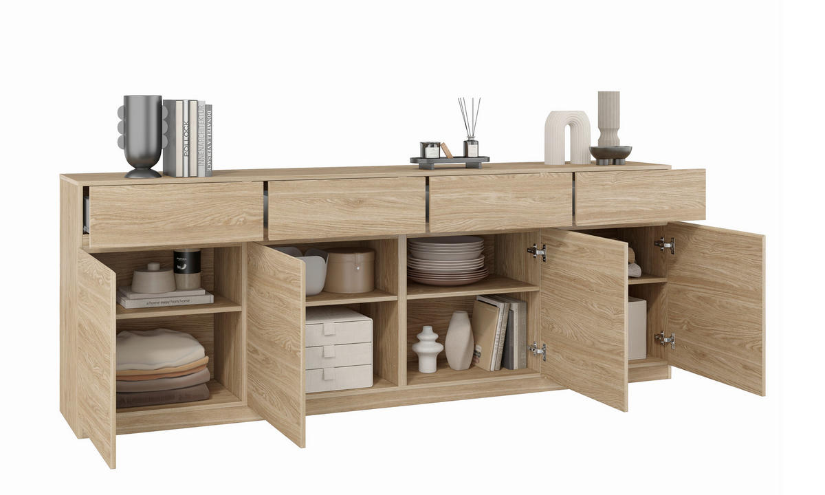 SIDEBOARD Bern  in 224,8/82,5/40 cm  - Eichefarben, Design, Holzwerkstoff (224,8/82,5/40cm) - MID.YOU
