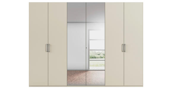 DREHTÜRENSCHRANK 301/235/61 cm,  in Champagner, 6-türig  - Chromfarben/Edelstahlfarben, Basics, Glas/Holzwerkstoff (301/235/61cm) - Novel