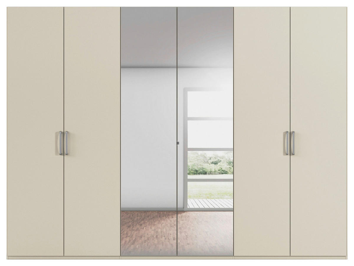 DREHTÜRENSCHRANK 301/223/61 cm,  in Champagner, 6-türig  - Edelstahlfarben/Champagner, Basics, Glas/Holzwerkstoff (301/223/61cm) - Novel