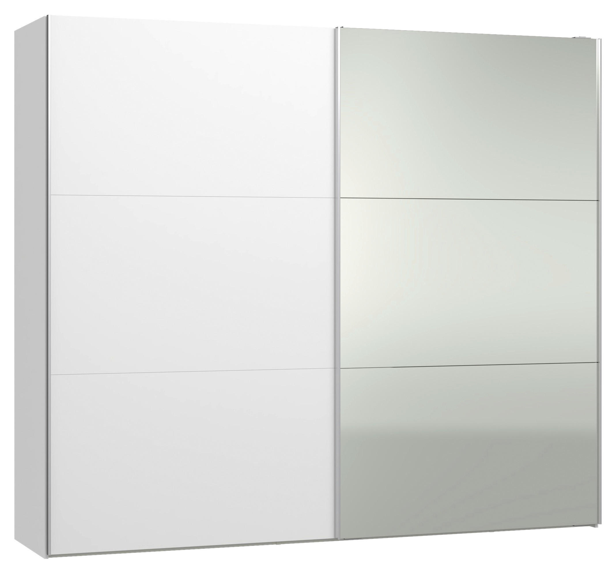 SCHWEBETÜRENSCHRANK 253/220/65 cm 2-türig Weiß  - Silberfarben/Weiß, Design, Glas/Holzwerkstoff (253/220/65cm) - Jutzler