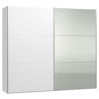 SCHWEBETÜRENSCHRANK 253/220/65 cm 2-türig Weiß  - Silberfarben/Weiß, Design, Glas/Holzwerkstoff (253/220/65cm) - Jutzler