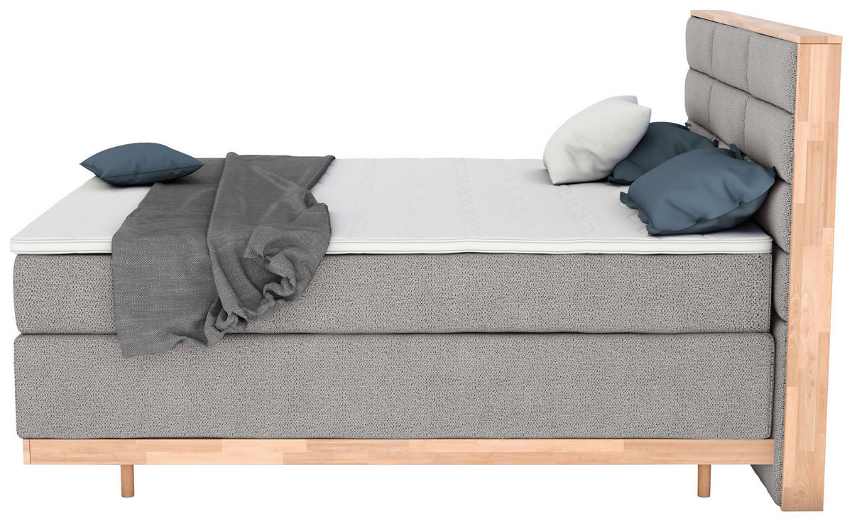 BOXSPRINGBETT 200/200 cm  in Beige  - Eichefarben/Beige, KONVENTIONELL, Holz/Textil (200/200cm) - Livetastic