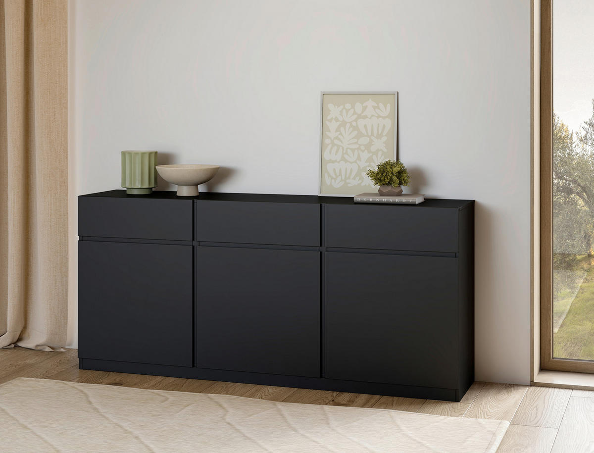SIDEBOARD Bern 179,9/82,4/40 cm 3 Schublade(n)  - Schwarz, Design, Holzwerkstoff (179,9/82,4/40cm) - MID.YOU