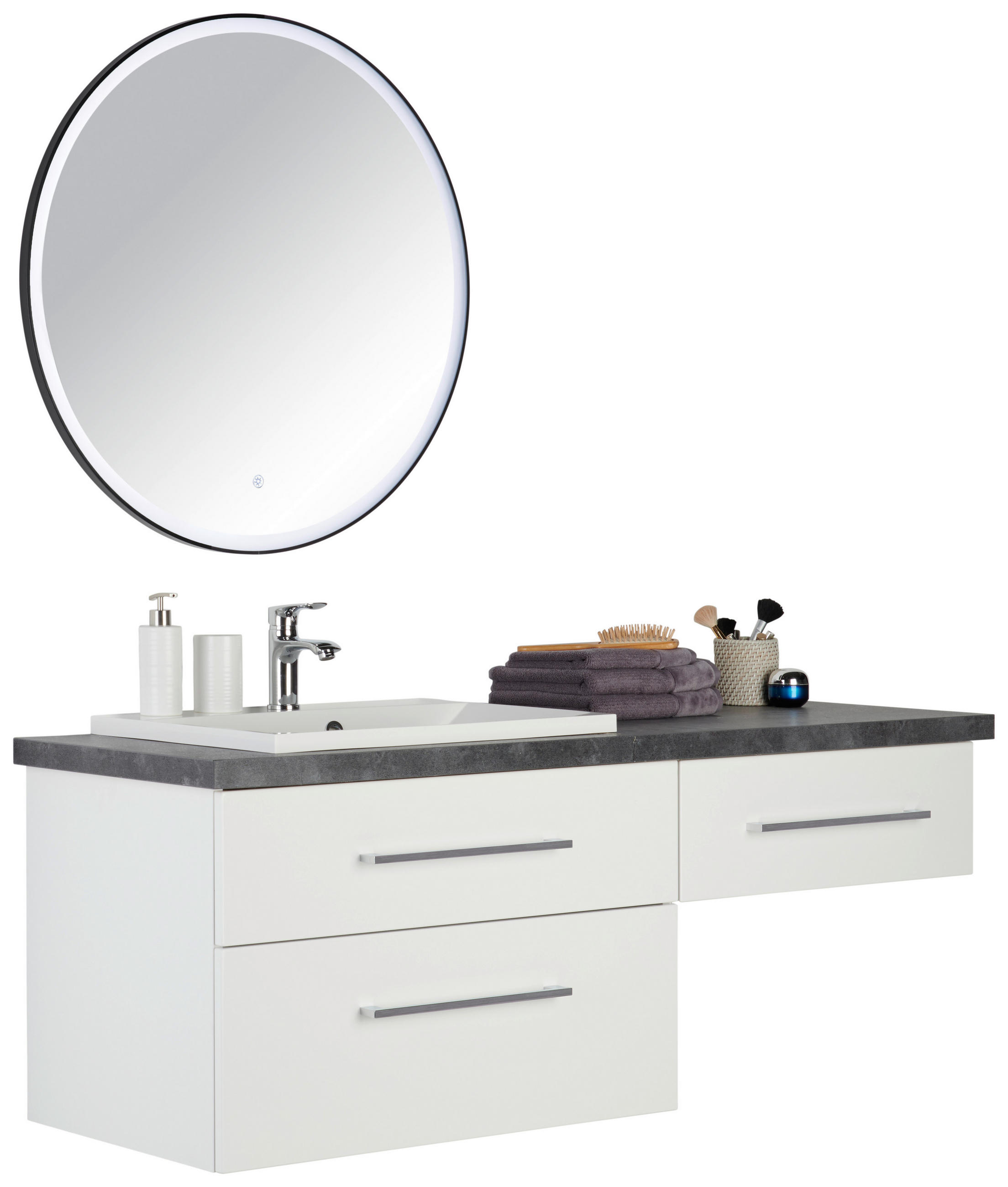 Voleo Badezimmer Lara Anthrazit, Weiß 140 cm