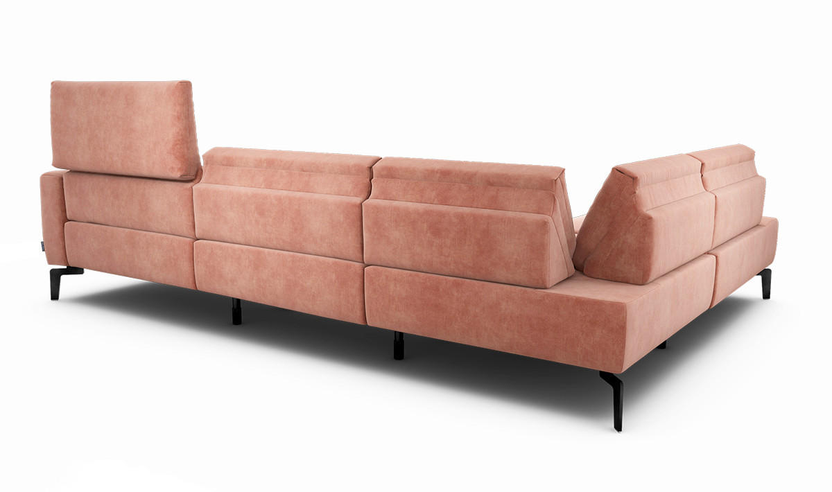 ECKSOFA Cosy Rosa Samt  - Schwarz/Rosa, Design, Textil/Metall (213/296cm) - SENSOO