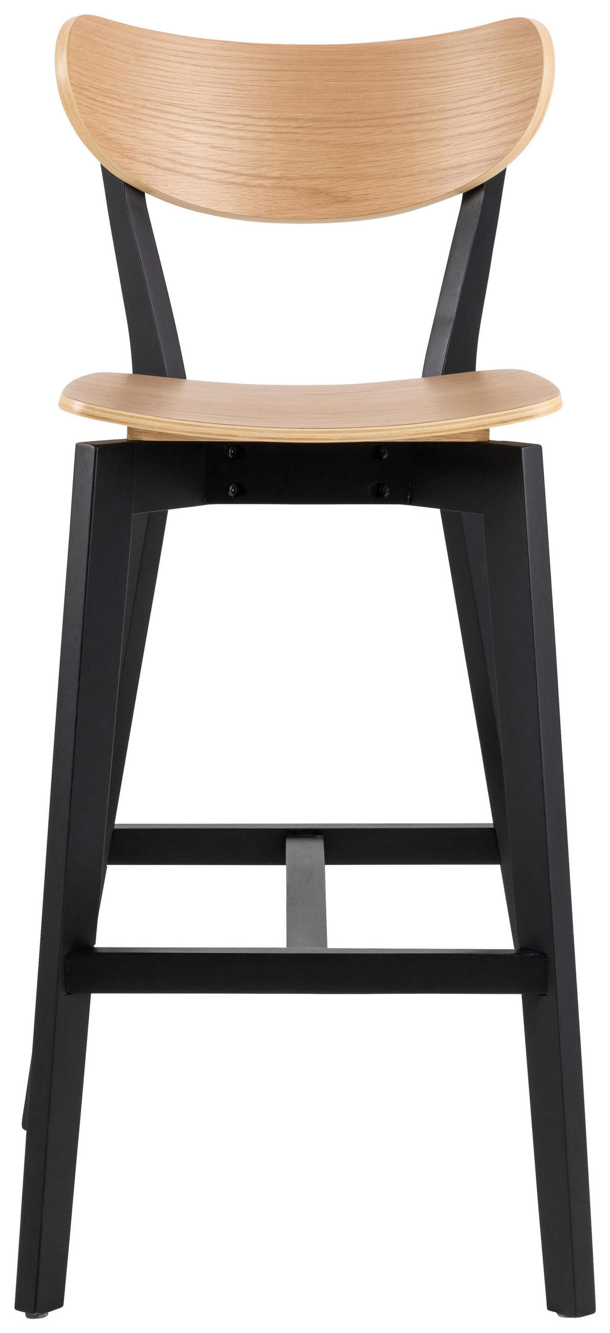 BARSKI STOL, barve hrasta  - črna/barve hrasta, Trend, les (45/105/49cm) - MID.YOU