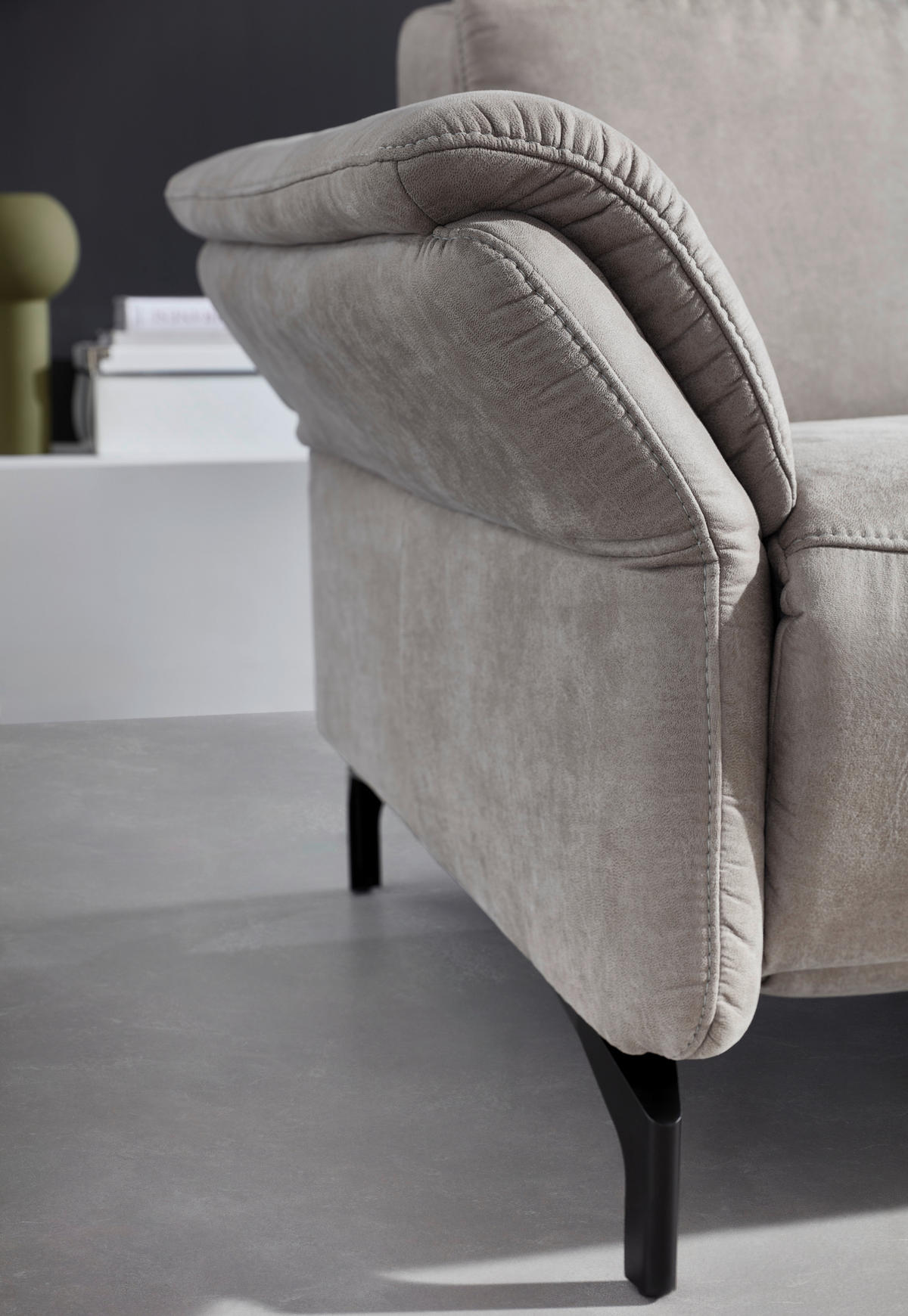 2-SITZER-SOFA Lederlook Hellgrau  - Hellgrau/Schwarz, KONVENTIONELL, Textil/Metall (194/103/92cm) - Dieter Knoll