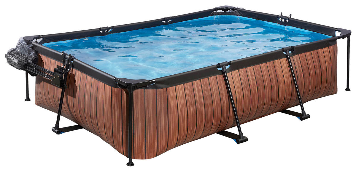 POOL-SET WOOD 220/150/65 cm  - Braun, KONVENTIONELL, Metall (220/150/65cm) - EXIT Toys
