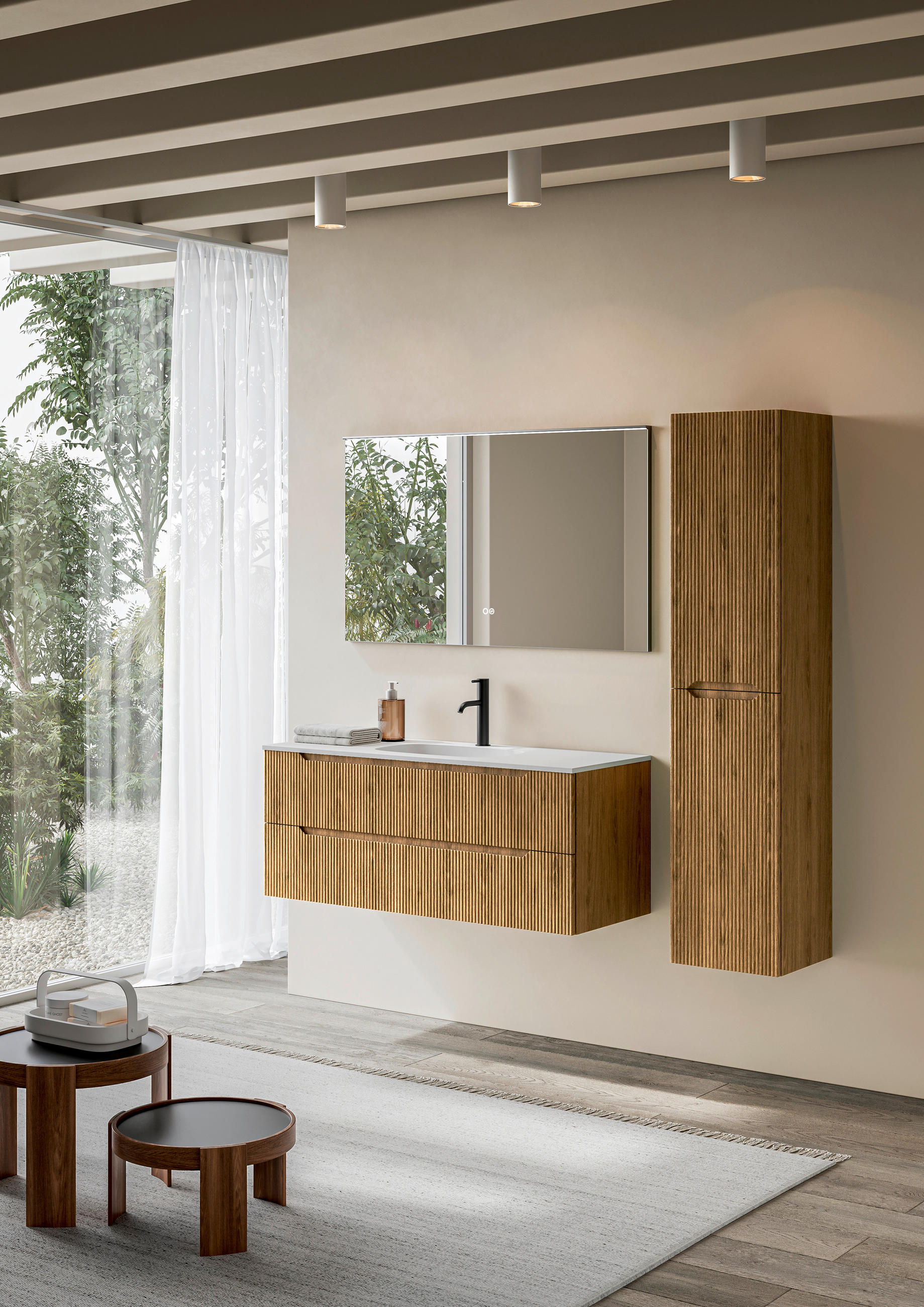 BADEZIMMER 3-teilig  in 120 cm  - Eichefarben/Weiß, KONVENTIONELL, Holzwerkstoff/Stein (120cm) - Belluti